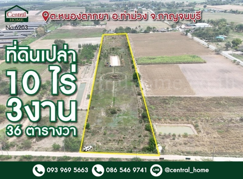 ที่ดินเปล่า 10-3-36 ไร่ ท่าม่วง กาญจนบุรี ปลูกต้นสักทองกว่า 500 ต้น